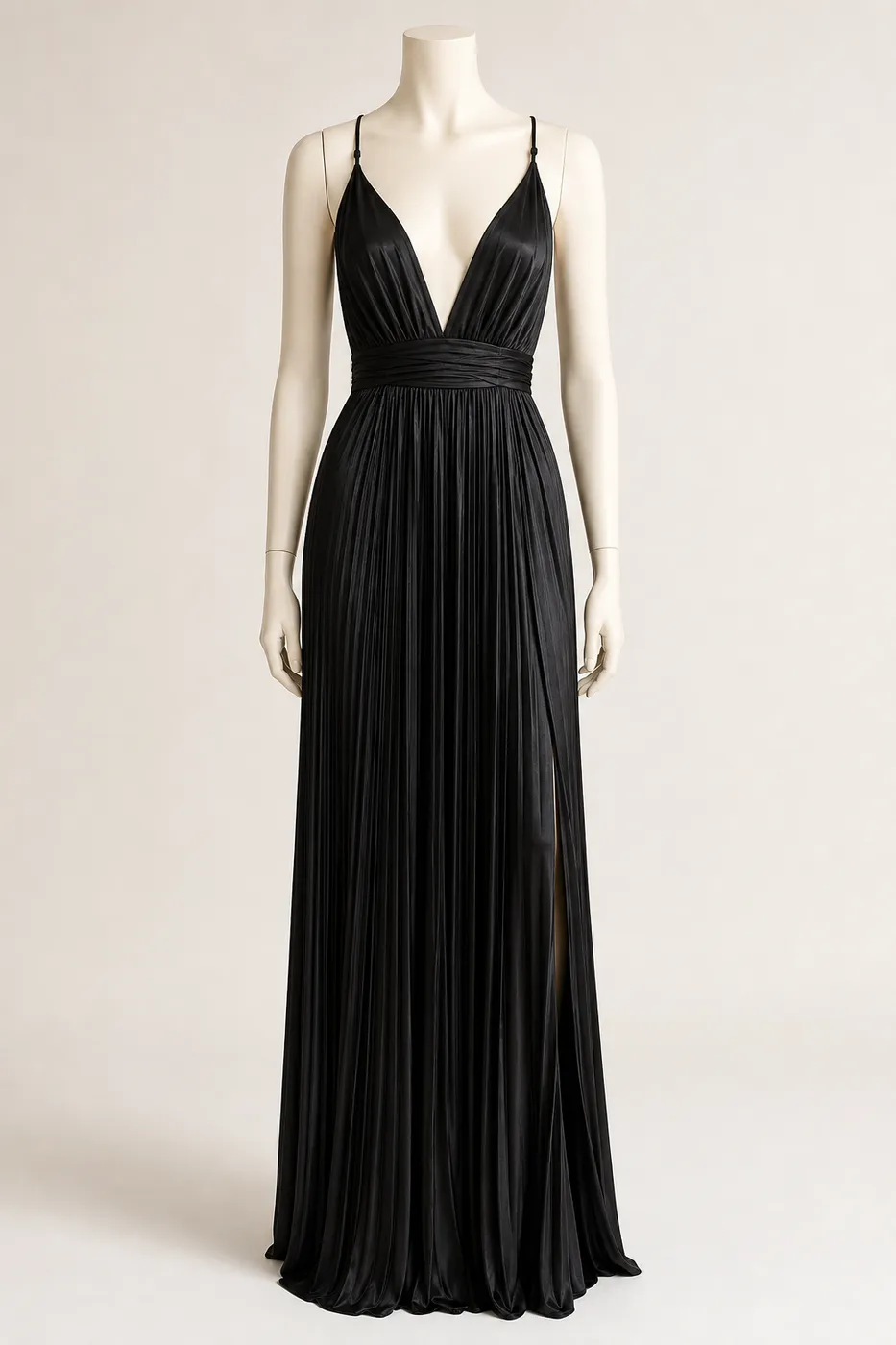 Long Pleated Satin Dress Essential